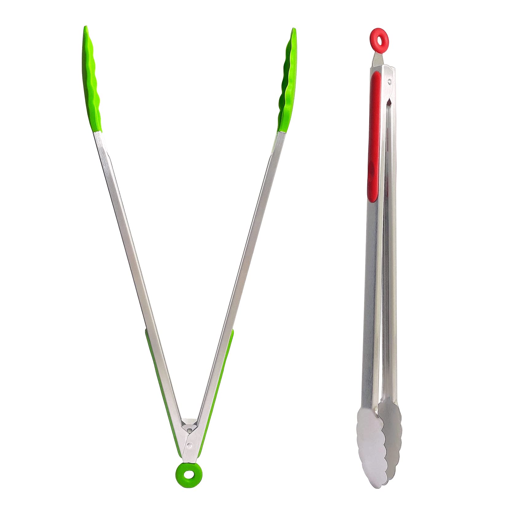 UPTALY 1 pinza per barbecue extra lunga (45 cm), in acciaio inox con manico lungo, pinza per alimenti di grandi dimensioni, pinze per bistecca addensate, pinze per servire per cucinare, grigliare