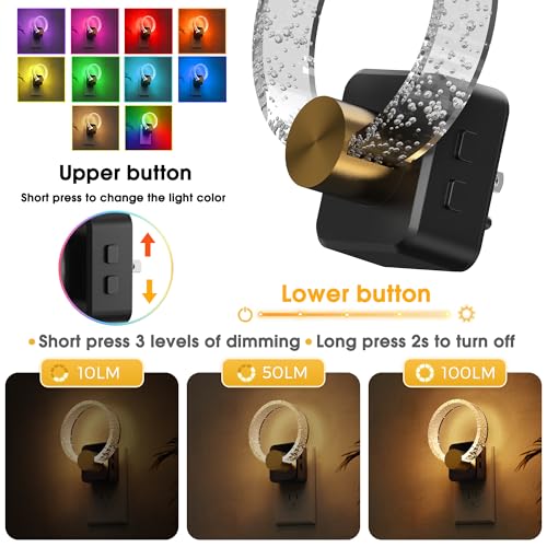 Image of L LOHAS LED Night Lights Plug into Wall, Changing RGB Night Light with Dusk to Dawn Sensor, 180 Rotatable Bubble Nightlight Plug in Wall for Halloween, Christmas, Holiday, Hallway