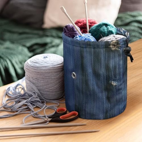 Image of Sellikakes Cute Cat Small Yarn Bag, Canvas Crochet Bag Organizer, Knitting Bag, Yarn Holder for Crochet Beginner,Knitting & Crochet Supplies