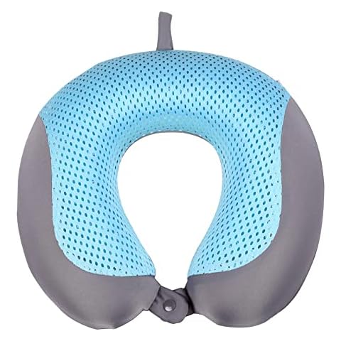 Milkiwai Gel Travel Pillow, Summer Travel Pillow, Memory Foam Neck Pillow for Travelling Or Flight, Ergonomically Designed Neck Support Pillow, Travel Pillows for Adults & Kids (Grey) Cover
