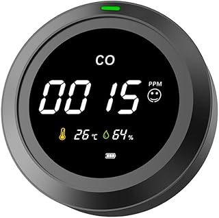 Carbon Monoxide Detector [3 in 1] Temperature Detector/Humidity Sensor/CO Detector Air Quality Monitor Alarm Portable Design for Home Bedroom Office in-car Camping Indoor Outdoor