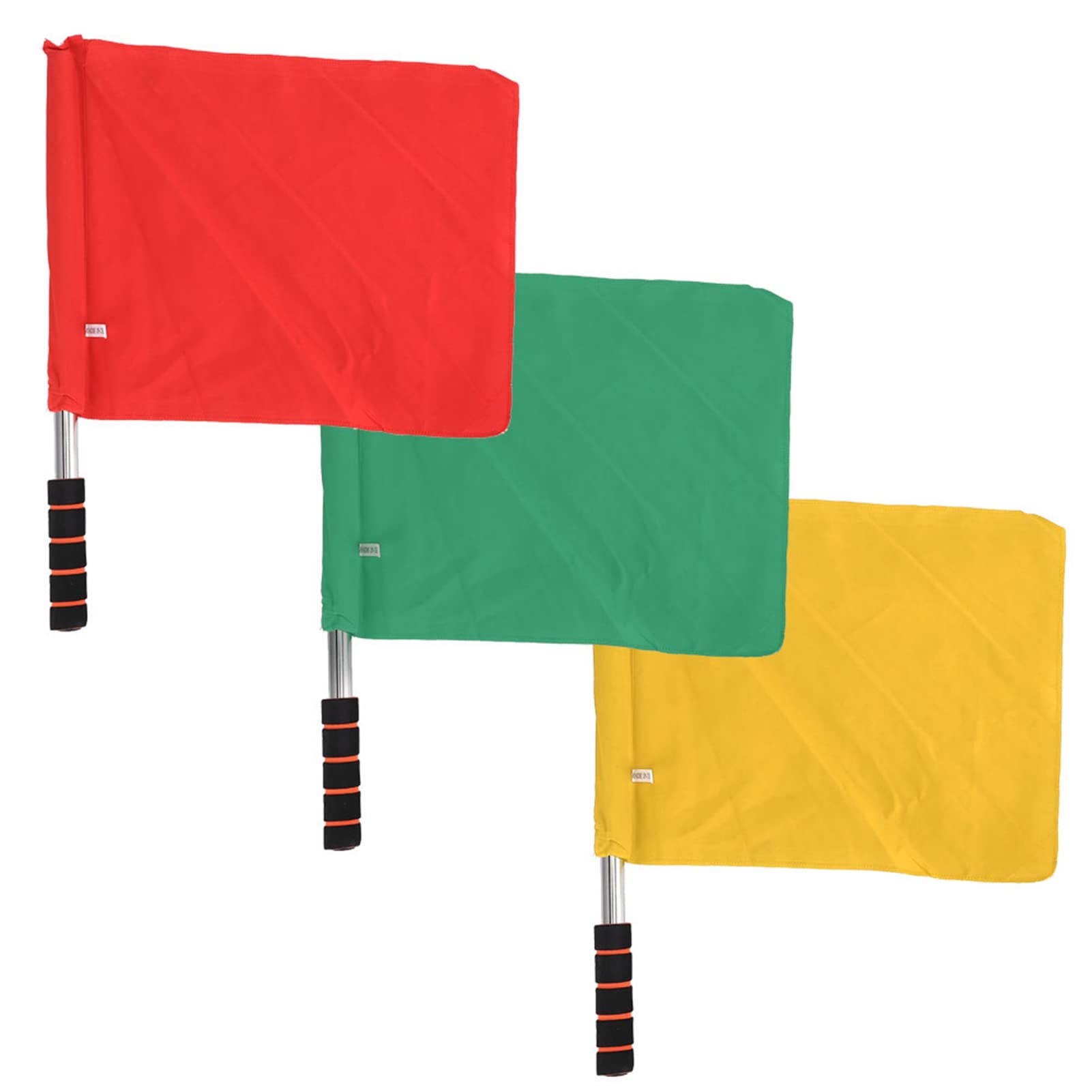 Soccer Referee Flags, 3pcs 32x31.5cm Competition Referee Signal Flag Sports Handflag Red Yellow Green Volleyball Flag with Stainless Steel Handle