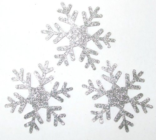 5 juegos con 15 parches para colocar sobre prendas de ropa mediante planchado con diseño de copo de nieve con purpurina de 5 cm Cover