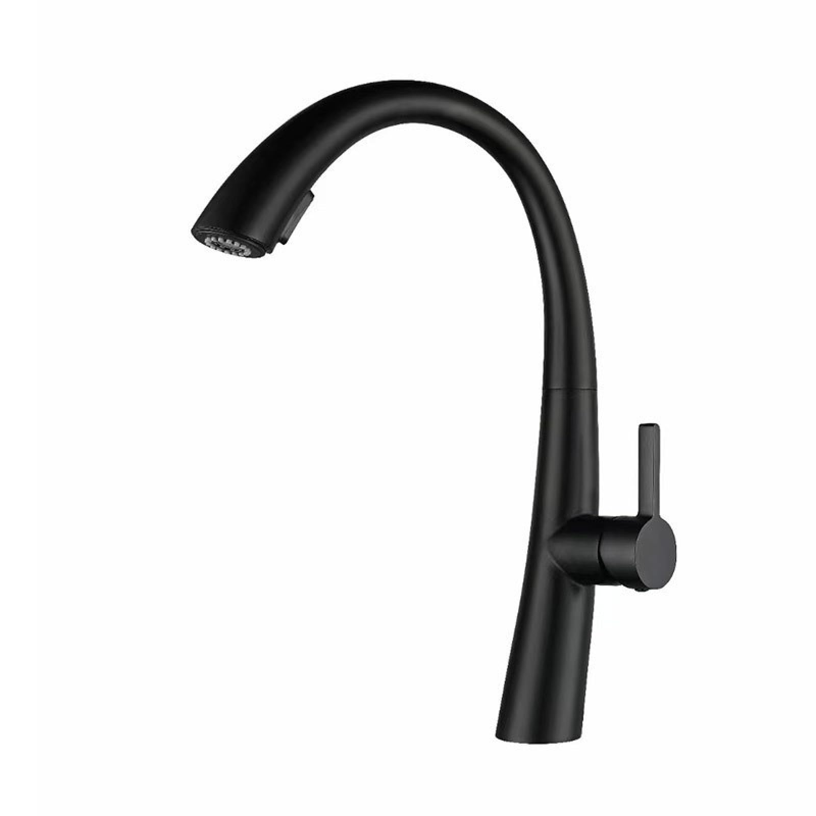 Fanjubei Black Pull-Out 304 Stainless Steel 360° Rotating Hot And Cold Kitchen Faucet,