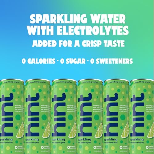 Image of Hint Sparkling Water, Lime - Canned Flavored Water Beverages with Electrolytes, Zero Calories, and Sugar Free - 12 Fl Oz Cans (Pack of 12)