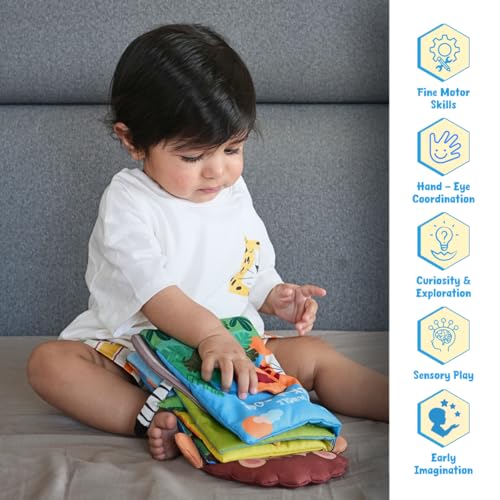 Image of Jungle Peek-A-Boo Cloth Book for Babies 6-18 Months | Soft Interactive Lift-the-Flap Toy | Sensory Crinkle Fabric Book | Early Learning Animal Activity Toy for Infants & Toddlers