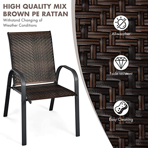HAPPYGRILL-6-Pack-Stackable-Dining-Chairs-Outdoor-PE-Wicker-Patio-Arm-Chairs-with-Rustproof-Steel-Frame-Bistro-Deck-Chairs-for-Backyard-Garden-and-Poolside