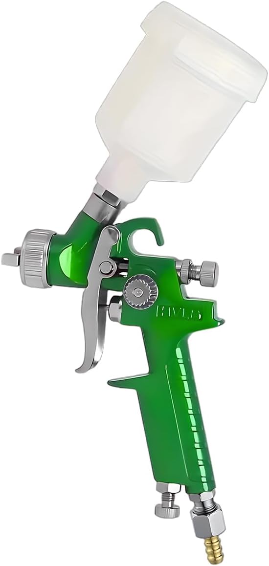 Osilly Car Touch Up Spray Gun with 1 mm Nozzle, Vehicle Spraying Gravity Feed Paint Sprayer Include 125ml Capacity Cup, Auto Air Spray Paint Gun, Universal for Motorhome Automobile Truck (Green)