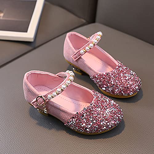 Girls Sandals Fashion Summer Children Sandals Girls Casual Shoes Low Heel Buckle Shiny Pearl Girl Slippers Size4