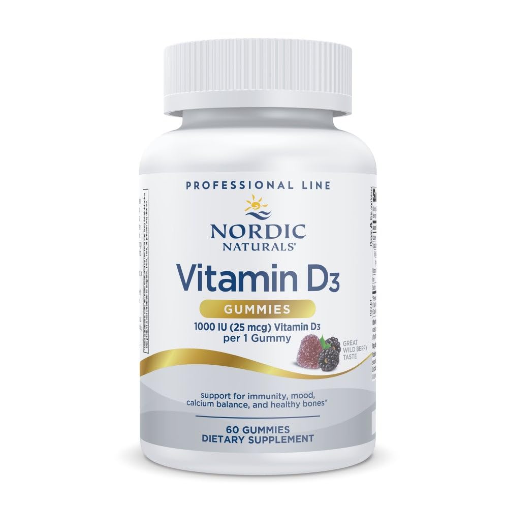 Nordic Naturals Pro Vitamin D3 Gummies, Wild Berry - 60 Gummies - 1000 IU Vitamin D3 - Great Taste - Healthy Bones, Mood & Immune System Function - Non-GMO - 60 Servings