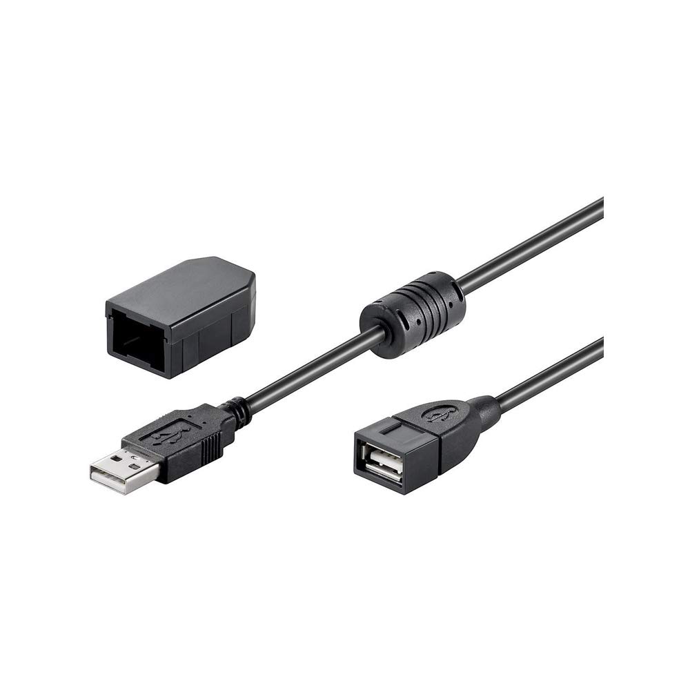 Goobay 93284 USB 2.0 Hi-Speed Extension Cable With Securing Clip, Black, 2m Length