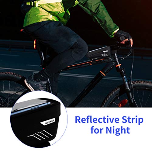 VBG VBIGER Bike Phone Bags Bike Front Frame Bag Waterproof Cycling Phone Mount Pack Bicycle Top Tube Handlebar Bags with Touch Screen Phone Holder Case (Black)