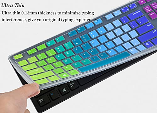 Keyboard Cover For Dell Kb216 Wired Keyboard & Km636 Wireless Keyboard, Dell Inspiron Aio 3475/3670/3477 All-In One Desktop, Dell Optiplex 5250 3050 3240 5460 7450 7050 Skin Protector, Rainbow #TOP3