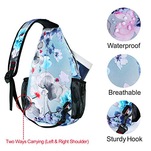 MOSISO Sling Backpack,Travel Hiking Daypack Pattern Rope Crossbody Shoulder Bag, Ink-wash Painting - Image 5