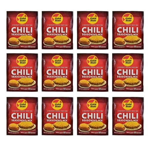 Gold Star Cincinnati Chili Seasoning Packets | Authentic Original Chili Mix | 12 Pack | Famous Ohio Style Chili for Spaghetti, Coneys & More