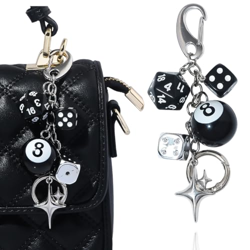 GONZTEL 1 unidad llavero personalizado, accesorio para bolso, mochila, anillo de llaves, colgante (con bola de billar 8-ball) (negro) GONZTEL 1 unidad llavero personalizado, accesorio para bolso, mochila, anillo de llaves, colgante (con bola de billar 8-ball) (negro)