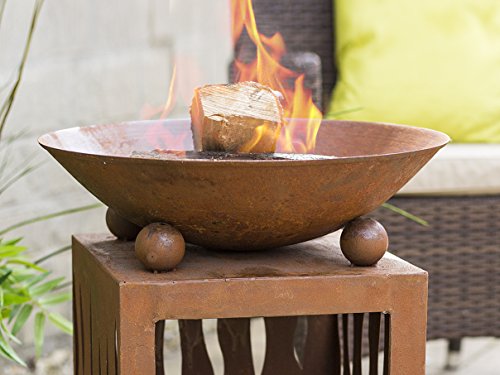 La Hacienda 58265 Ochiba Feuerstelle mit Ständer aus oxidiertem Stahl, Natur rostet, - 3