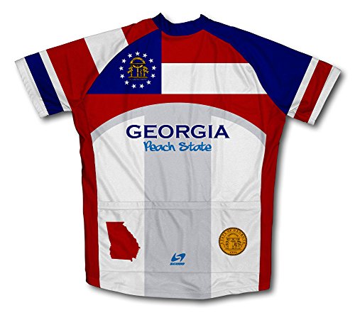 ScudoPro Georgia Flag Short Sleeve Cycling Jersey for Men - Size 2XL