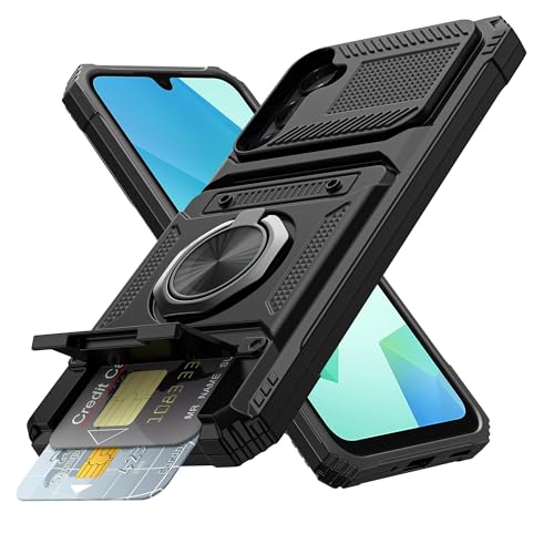 Vofolen for Samsung Galaxy A16 5G Case Wallet with Card Holder [Store 2 Cards] + 360 Rotated Ring Kickstand Heavy Duty Shockproof Wallet Case Cover for Samsung Galaxy A16 Case for Men&Women-Black