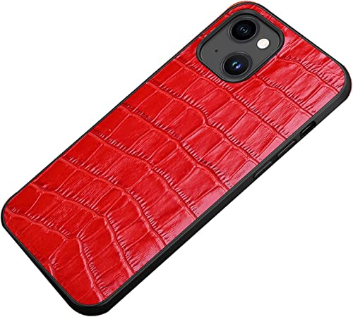 Étui en cuir véritable iPhone 14 Pro protection antichoc rouge chic