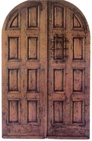 Traditional Authentic Mexican Cedar Double Door (Rounded Top) with Hinges, Handle and Jamb