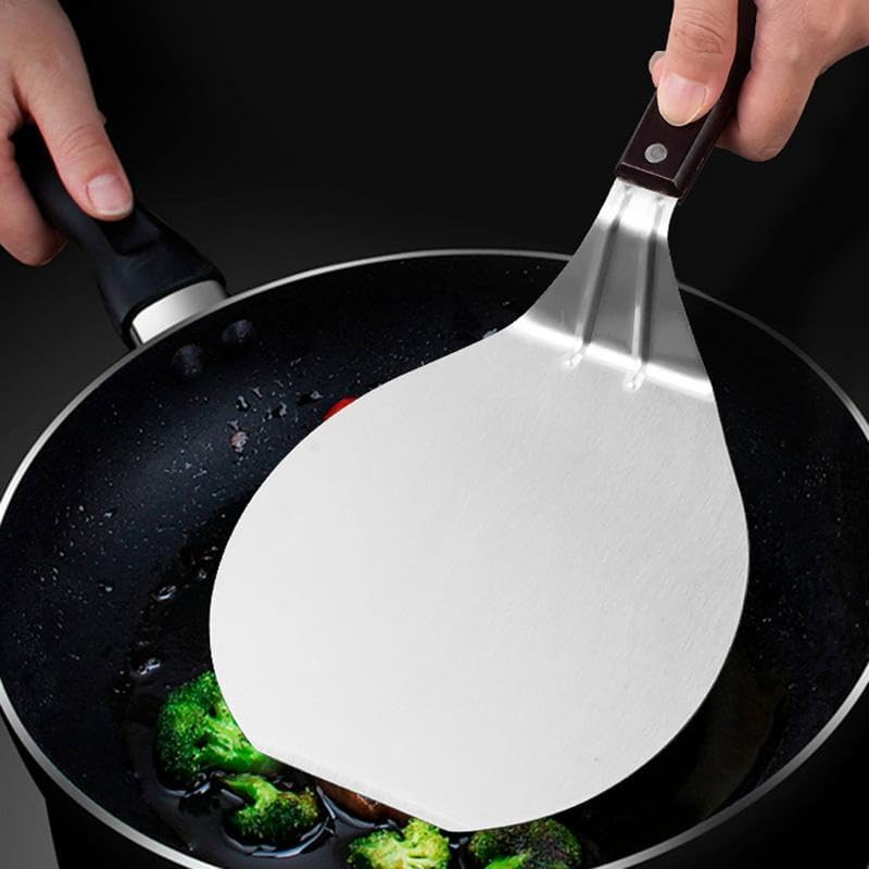 Pizza Peel Stainless Steel Pizza Peel Pizza Spatula for Homemade Baking Metal Pizza Paddle Heat-Resistant Wooden Grip Pizza Shovel for Pizza Paddle