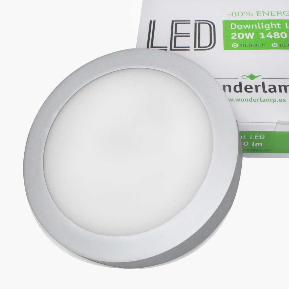 wonderlamp W-E000050 Downlight - Led superficie redondo, 20 W, color gris