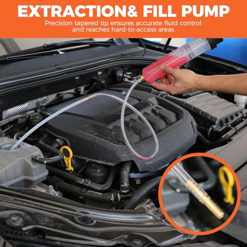 HORUSDY 200cc Fluid Extractor Syringe Oil Pump, Fluid Evacuator with 23" Flexible Hose, 12" Fine & Coarse Hoses, for Automotive, Motorcycle, Marine & Equipment Maintenance (9PCS) - Image 6