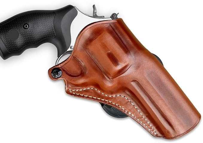 Masc Premium Leather OWB Paddle Holster Open Top Fits Security Six 6-Shot 4-inch, Right-Hand Draw, Brown #1648#