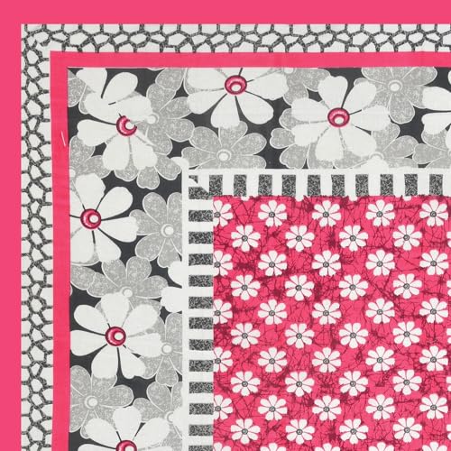 Image of RajasthaniKart Pure 100% Cotton Single Bed Sheet with 1 Pillow Cover (Bedsheet for Single Bed Cotton, Pink Floral)