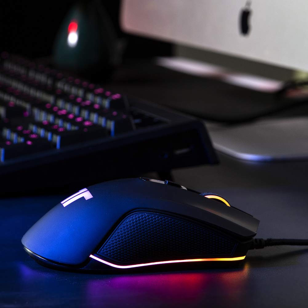 TRITTON Mouse Da Gioco Cablato 12000 DPI – RGB Personalizzabile, Sensore Pixart 3360, Switch Omron 50M Click – 6 Pulsanti Programmabili Per PC Gaming E Ufficio