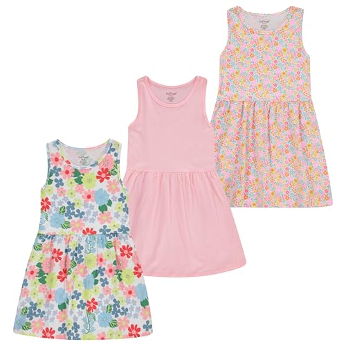 Image of Pink Angel 3-Pack Girls' Dresses, Kids Casual Fit and Flare Sleeveless Summer Dress & School Outfit, 100% Cotton