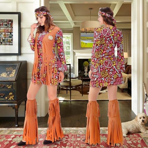 Costume hippie de style rétro pour relookings de soirées déguisées et carnaval - 4