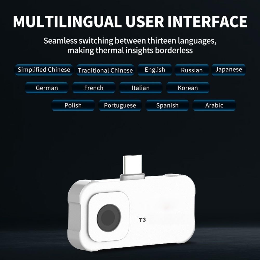 Cámara de imagen térmica T3 para teléfono móvil, resolución de 240 x 240, alta frecuencia de fotogramas de 25 Hz, rango de -20 a 550 C con lente magnética (T3)