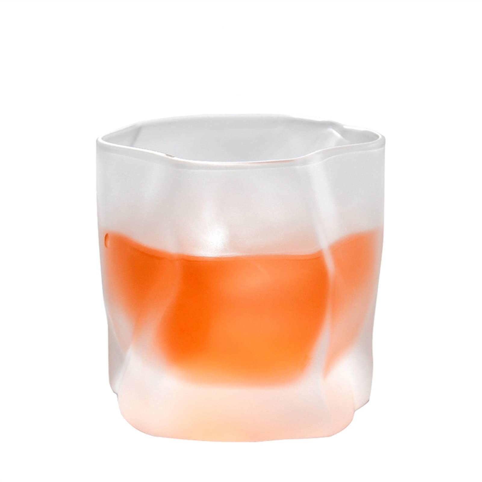 HNGM Tumblers Irregular Design Crystal Frosted Whiskey Glass Golden Rim Folding Whiskey tumblerbrandy Whiskey Glass (Capacity : 245ml 10oz, Color : Frosted)