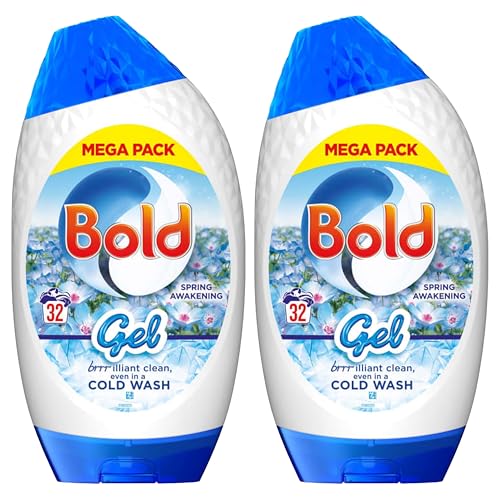 Bold Laundry Gel 32W - Spring Awakening, Pack of 2 - Enjoy fresh spring fragrance, tough stain removal in cold wash, and crisp clean clothes