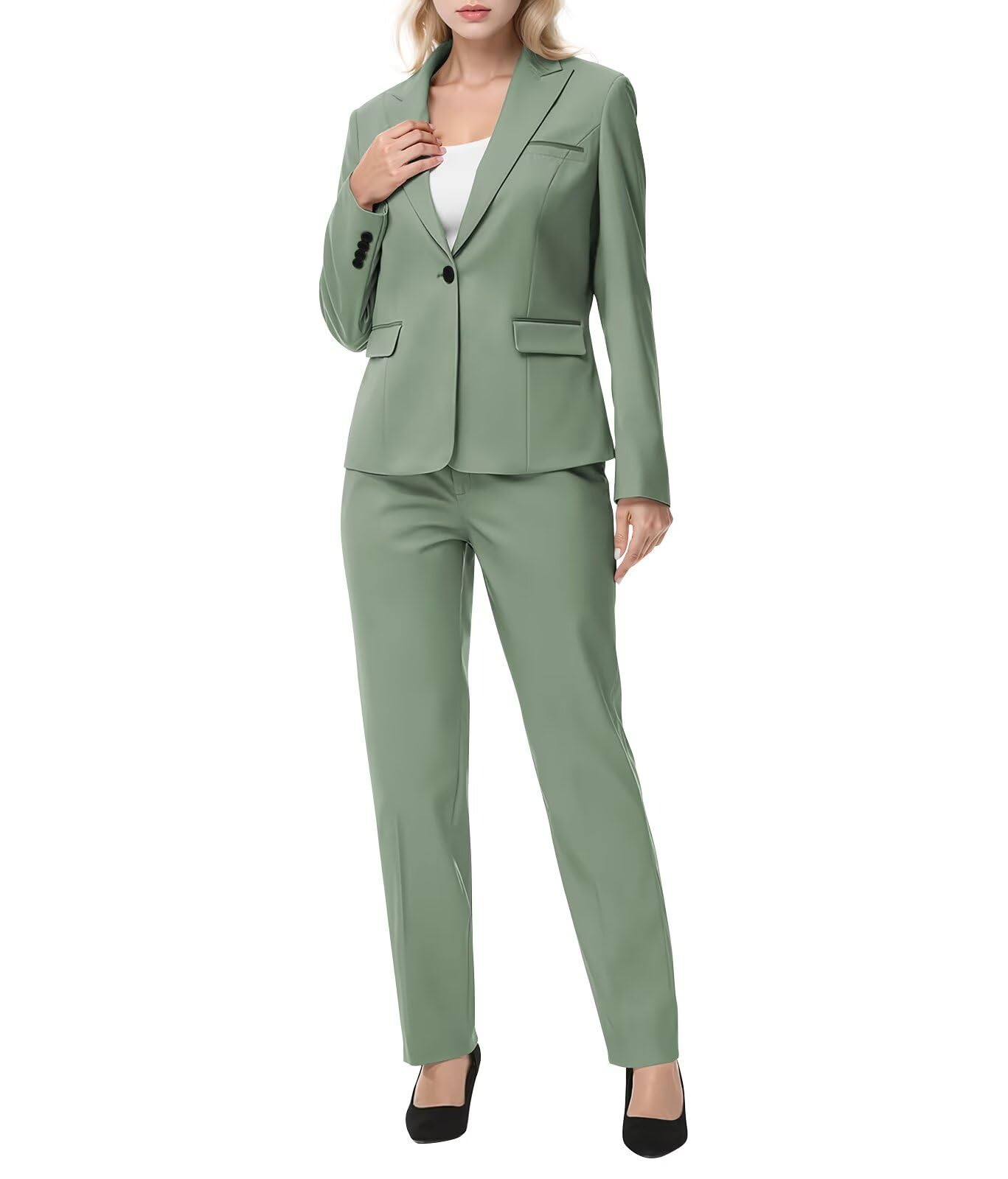 Women Pants Suit Business One Button Blazer Jacket with Pants for Office Ladies