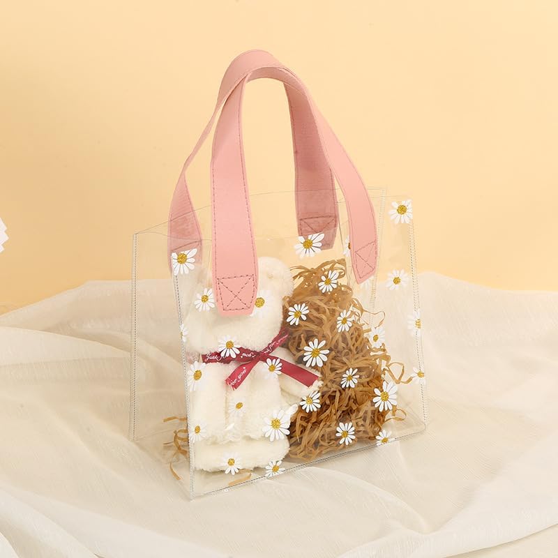 Image of SATYAM KRAFT 24 Pcs Transparent Reusable Leather Goodie Bags | Elegant Gift Bags for Her /Him Wedding Return Favors, Engagement Hampers, Marriage, Birthday & Festival Gifting | Handle Carry Bag