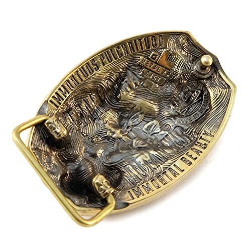 Leather Belt With Brass Buckle Unicorn, Handmade Unicorn Skull Solid Brass Belt Buckle On 1.5 Or 1.8 Inch Leather Belt #TOP4