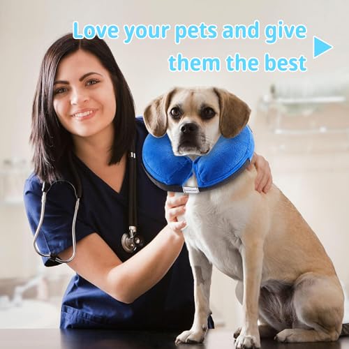 HTTDSLF Aufblasbares Halsband für Hunde und Katzen, Erholungshalsband, auslaufsicher, Mondhalsband (Blau, S)