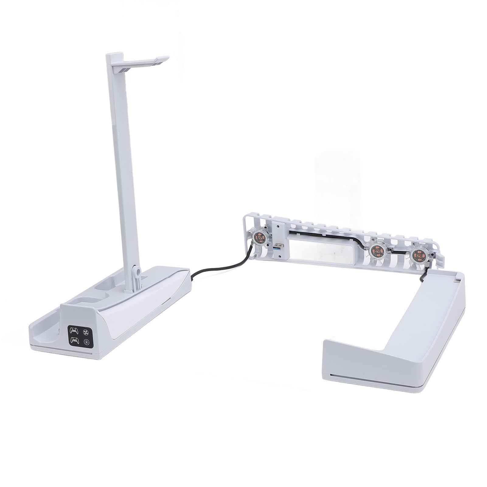 Generic Soporte de Consola Vertical con Estación de Enfriamiento, Cargador de Controlador Rápido, Ventilador de Enfriamiento de 3 Velocidades Ajustables, 14 Efectos de Iluminación RGB, ABS Premium