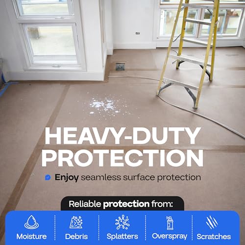 Image of Construction Paper 36 inch x 1200 inch (100 feet, 300 sq.ft.) - Extra Thick Floor Covering for Protection (20 mil, 200 lbs) - Contractor Paper for Remodeling & Surface Protection by IDL Packaging