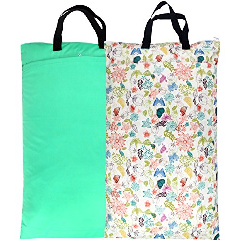 hanging wet bag ecoable - Wegreeco Reusable Hanging Wet Dry Cloth Diaper Bag (2 Pack, Jade, Camellia)