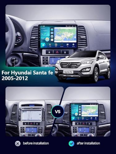 Pantalla Carplay y Android Auto inalámbrico para Hyundai Santa Fe 2