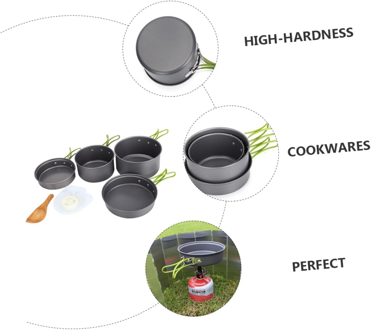 Enamel Camping Soup Pot Outdoor Cookware Non-Stick Frying Pan Cook Set for People Easy to Clean