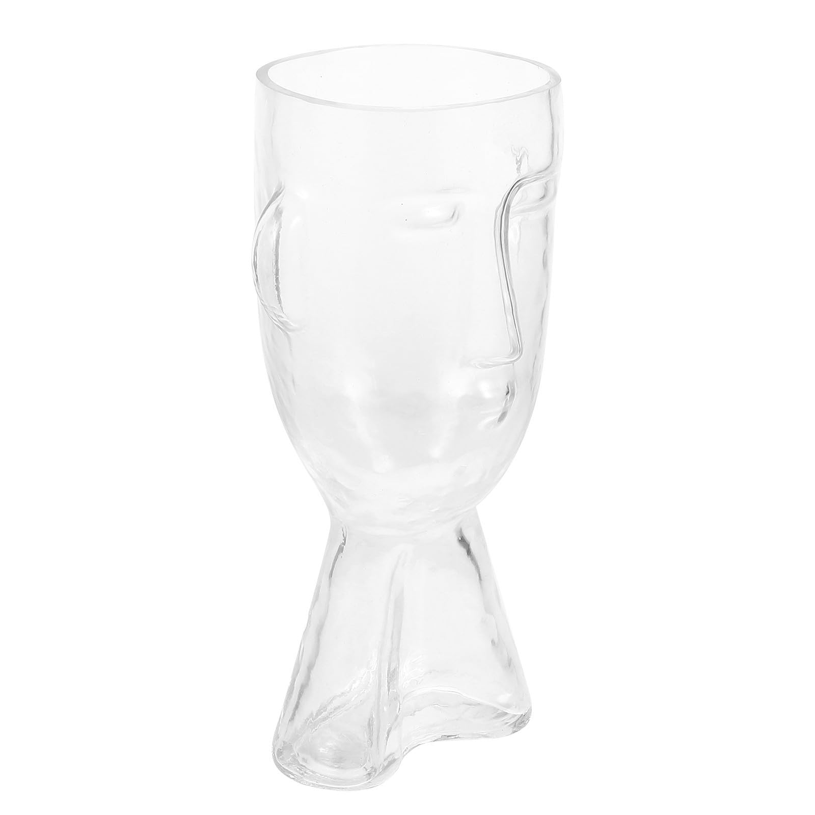 Vase en verre de forme visage humain abstrait au fini chic et transparent