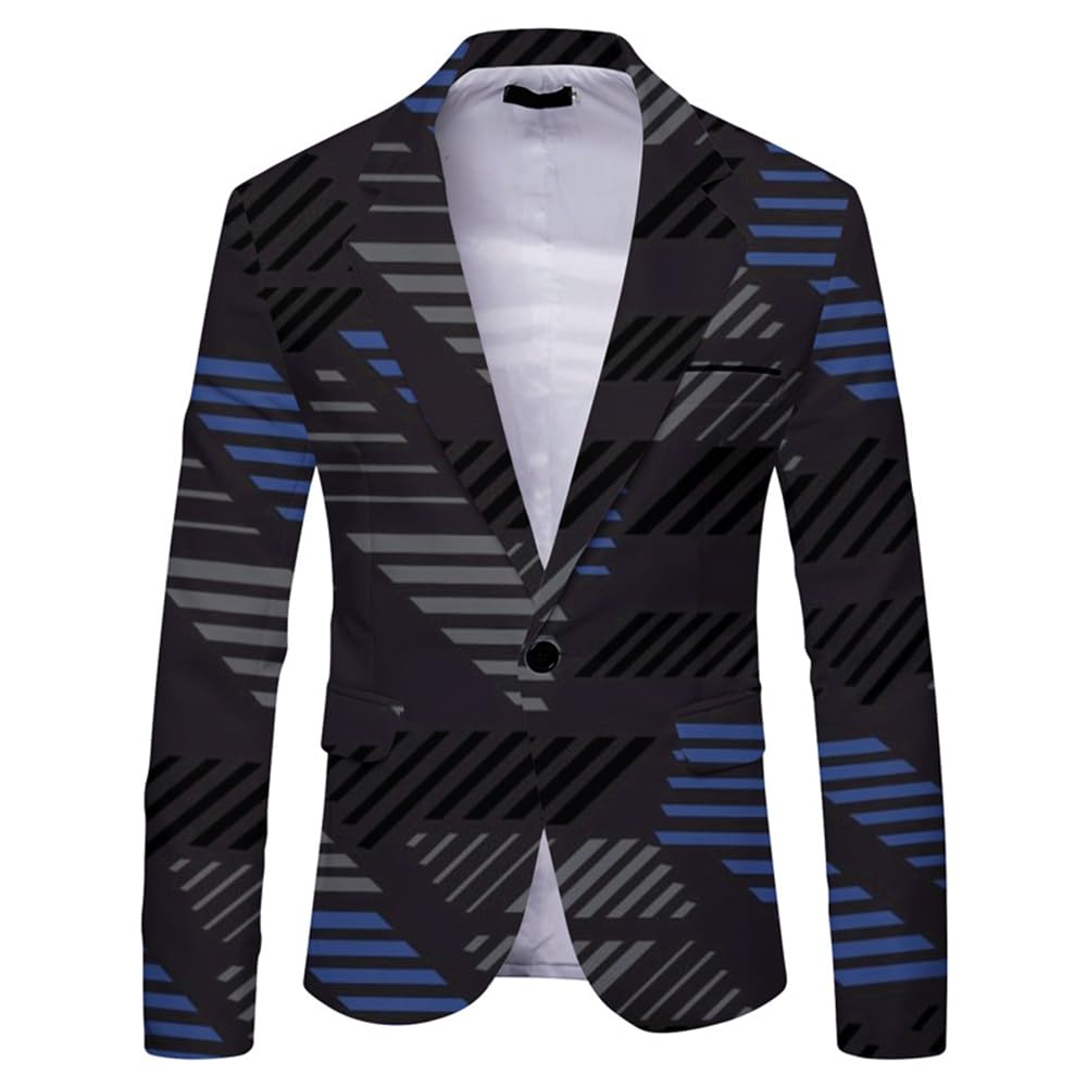 GLLUSAMens Suit Jacket Mens Trend 3D Digital Print Blazer Jacket Mens Fashion Urban Slim Fit Casual Jacket Mens Business 1 Button Western Jacket