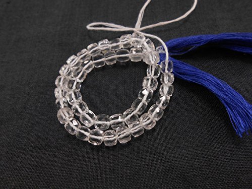 aeye Clean Natural Crystal Quartz Faceted 8.5" Strand 5mm White Loose Cube Beads