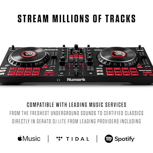 Image of Numark Mixtrack Platinum FX Serato DJ Controller with Jog Wheel Displays, 4 Decks, Mixer, Effects Paddles and Audio Interface