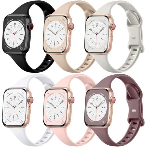 Image of Lerobo Thin Slim Bands Compatible with Apple Watch Bands 44mm 42mm 45mm 46mm 49mm iWatch Bands Series 11 10 9 8 7 6 5 4 SE for Women Men, Soft Narrow Sport Strap Wristband